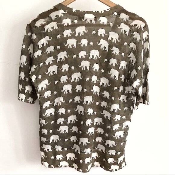 LOFT ELEPHANT PRINT TAN AND WHITE SWEATER SIZE M - Picture 3 of 10